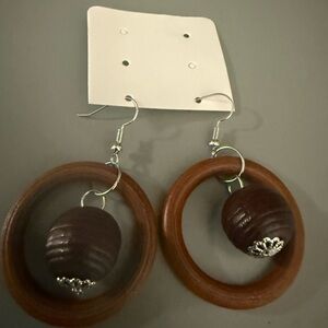 Elegant Brown Wooden Earrings